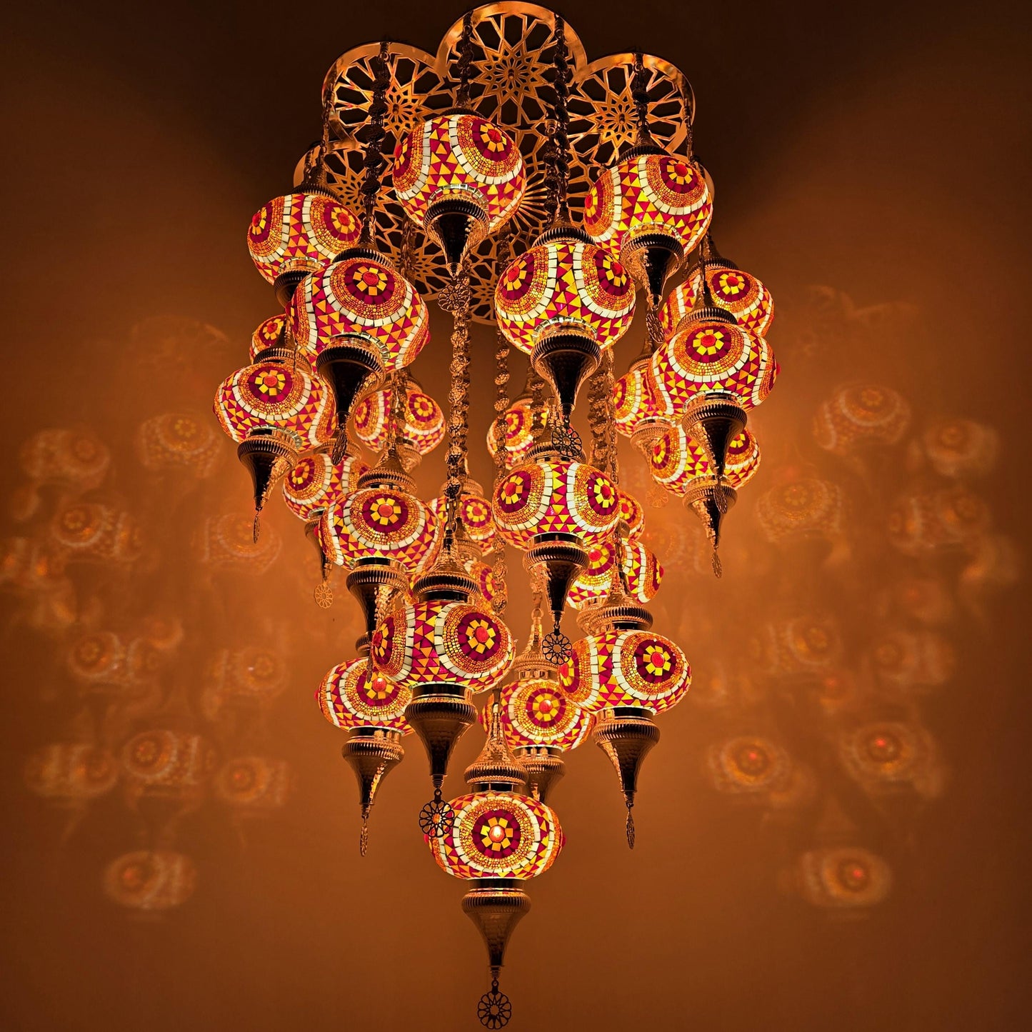 Vintage Moroccan Mosaic Chandelier | Handmade Colorful Glass Pendant Lamp for Traditional and Modern Interiors