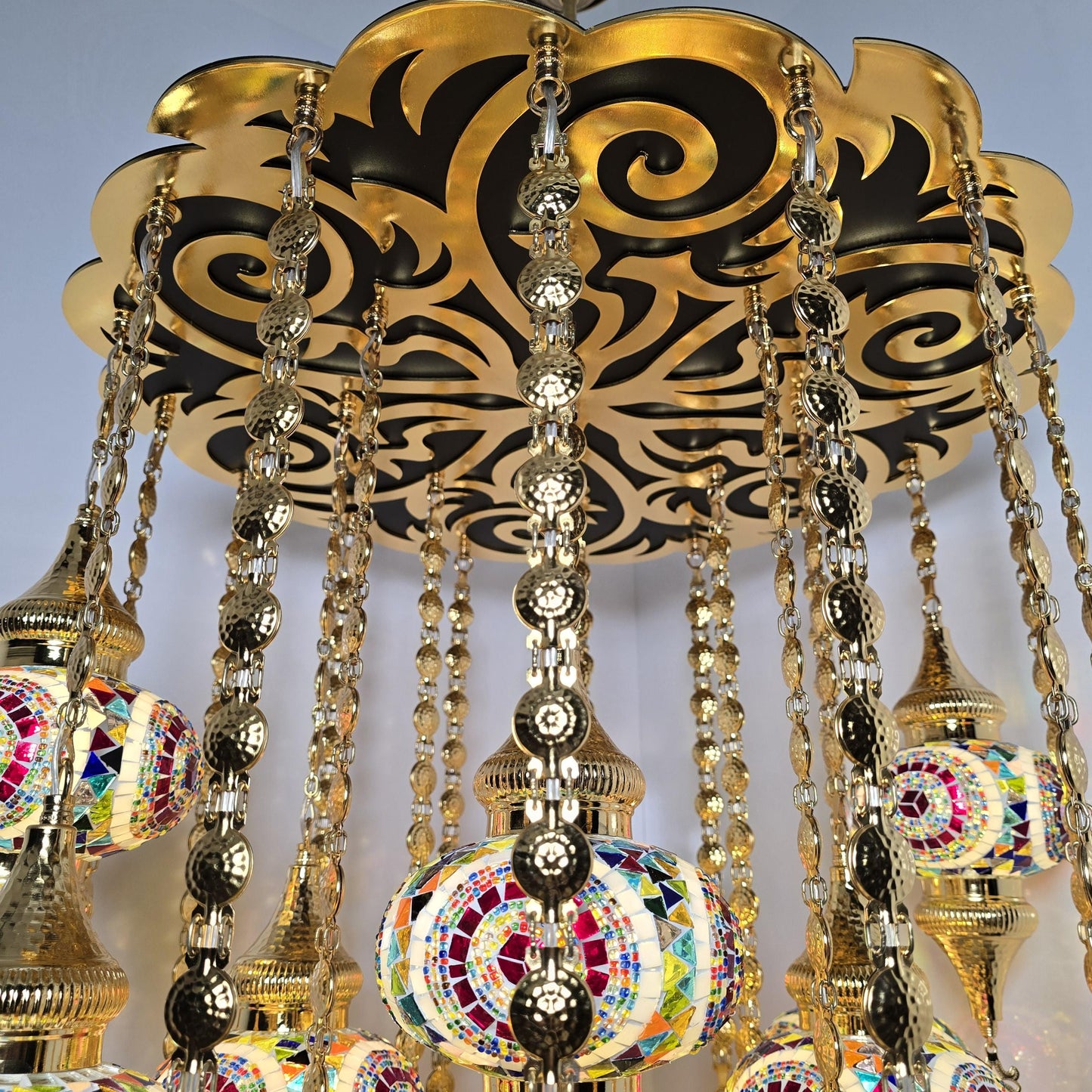 Renkli El Yapımı Mozaik Avize – Antre veya Koridor için Türk Cam Tavan Lambası