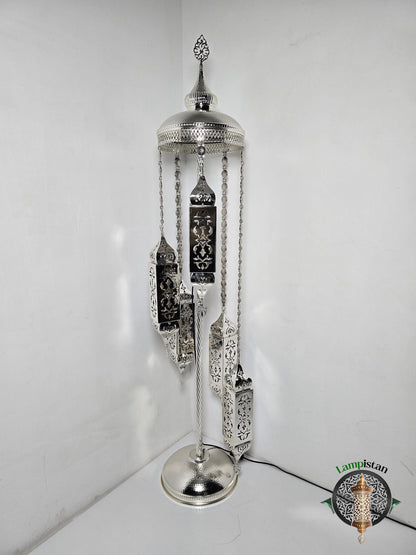 Ev Dekoru İçin Mozaik Cam Başlıklı Büyük El Yapımı Fas Lambader