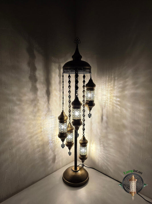 Handblown Glass Floor Lamp – Bronze Artisan Standing Lights
