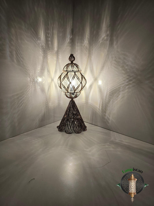 Elegant Filigree Table Lamp: Handcrafted Traditional Design for Ambient Home Decor Lighting