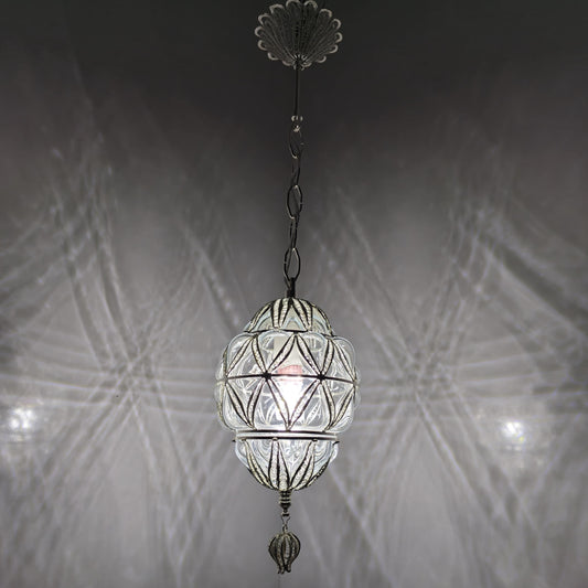 Artisan Crafted Blown Glass Single Pendant with a Stunning Silver Hue, Perfect for Enhancing Contemporary Spaces