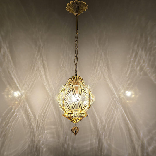 Elegant Gold Finish Blown Glass Pendant Lamp – Customizable Lighting Fixture for Modern Spaces