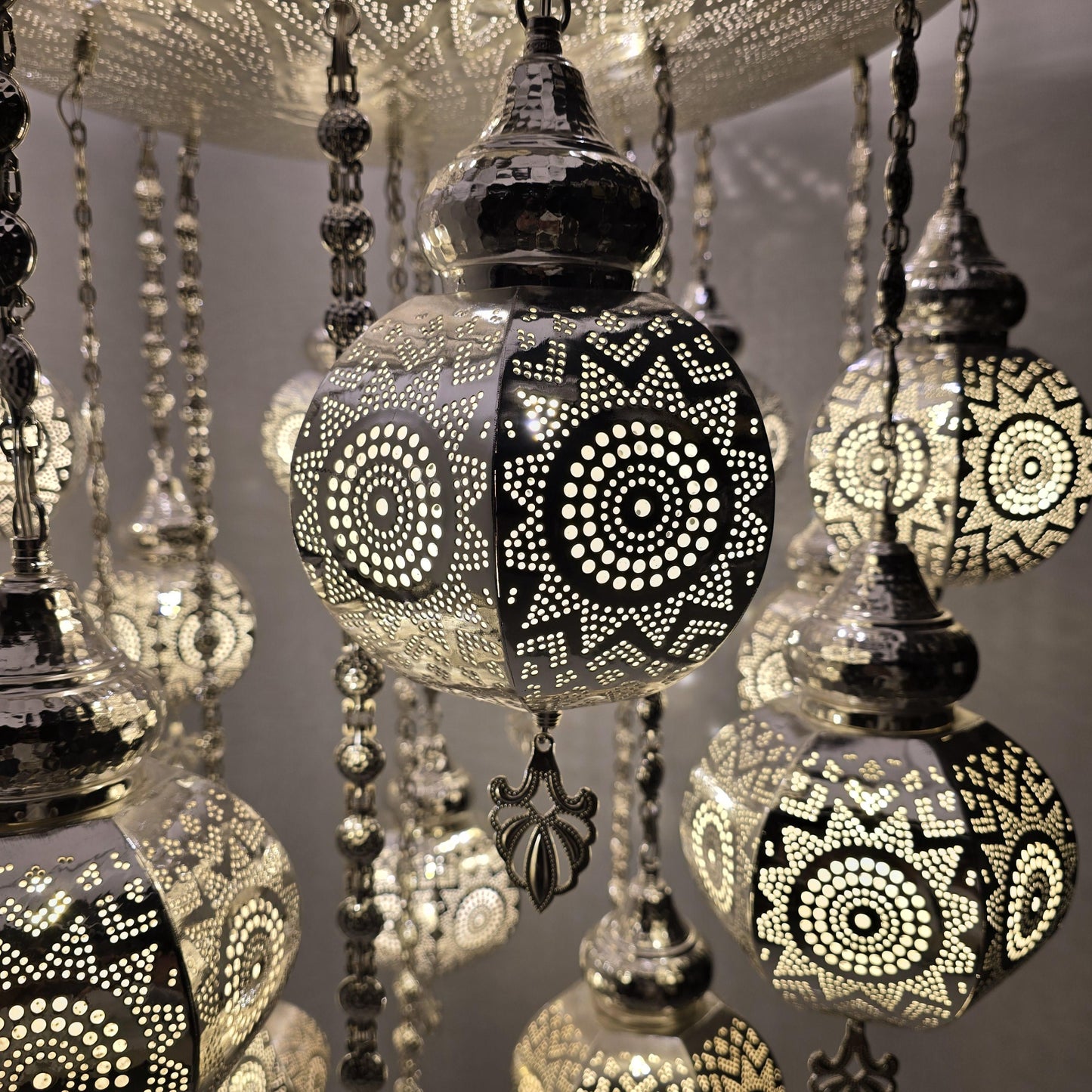 Fas Boho Tavan Lambası | Oturma Odası için El Yapımı Sarkıt Lamba