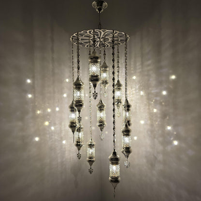 Stunning Handmade Moroccan Blowing Glass Chandelier Pendant Light for Living Room Ceiling Decor