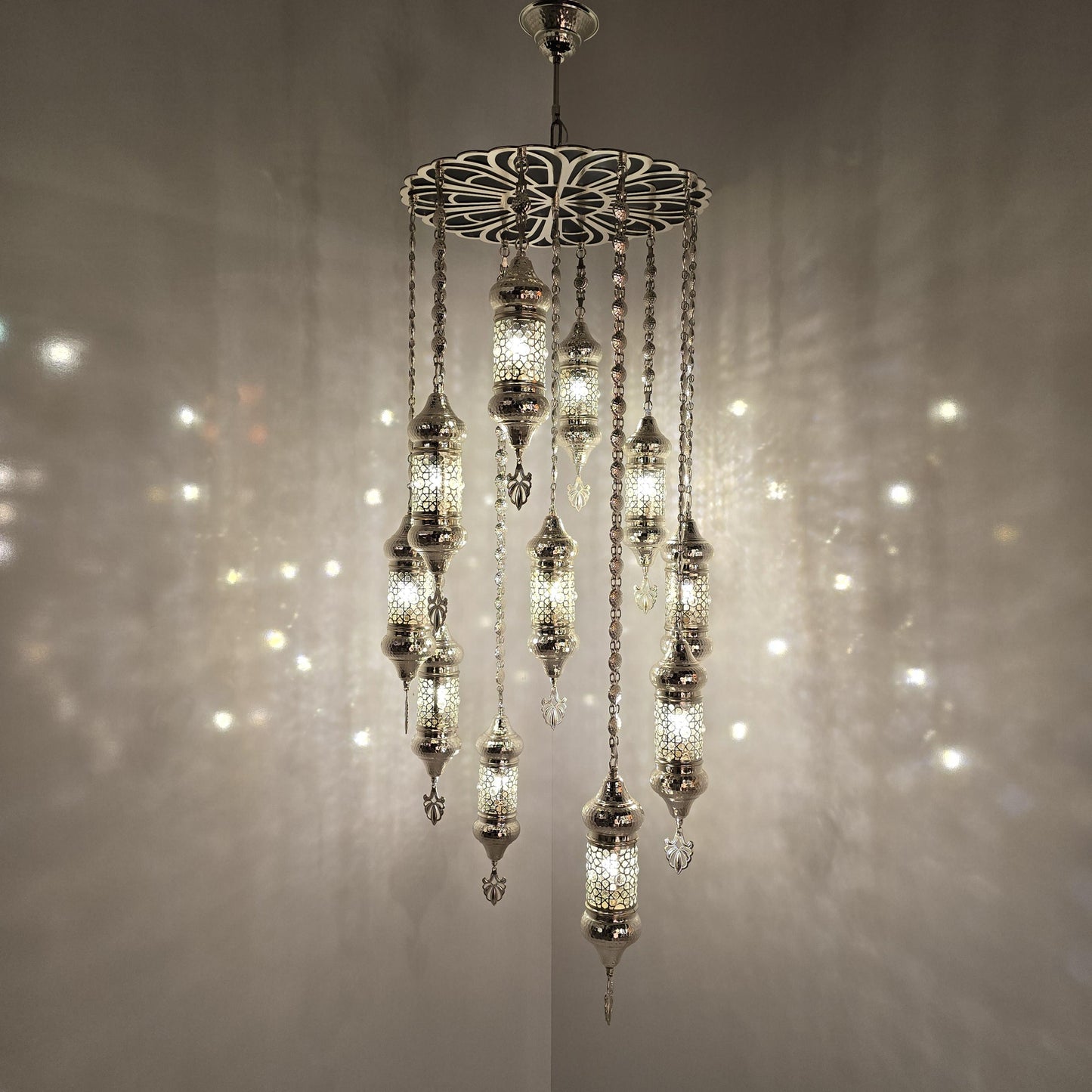 Stunning Handmade Moroccan Blowing Glass Chandelier Pendant Light for Living Room Ceiling Decor