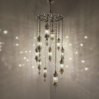 Stunning Handmade Moroccan Blowing Glass Chandelier Pendant Light for Living Room Ceiling Decor
