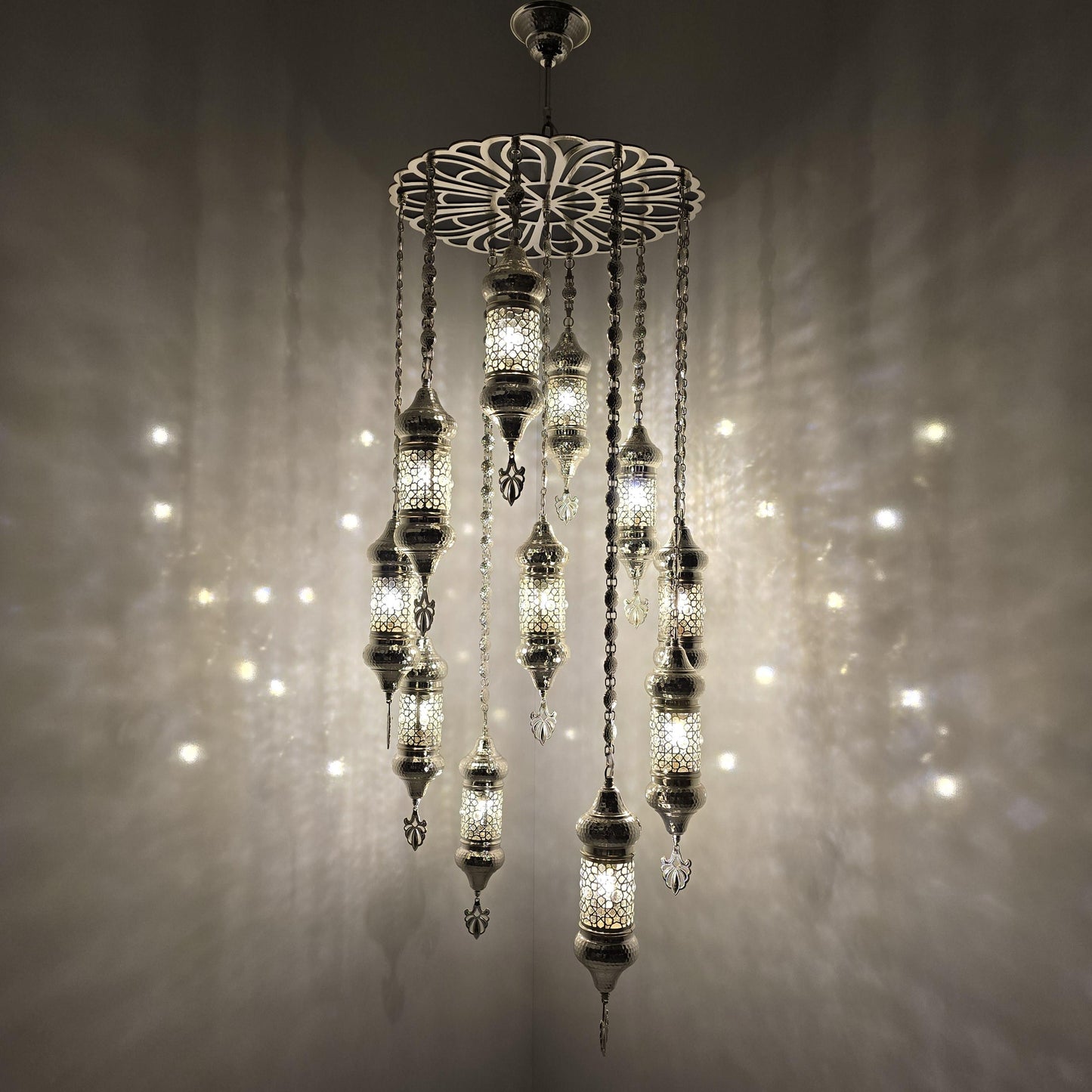 Stunning Handmade Moroccan Blowing Glass Chandelier Pendant Light for Living Room Ceiling Decor