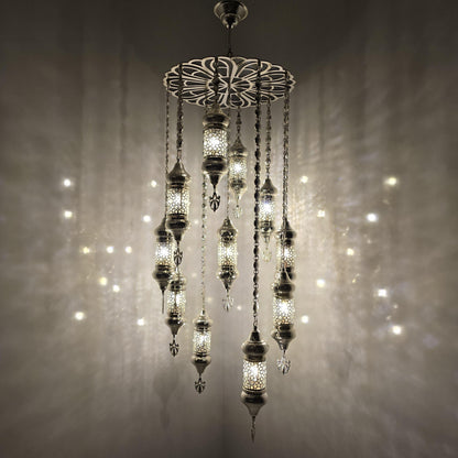Stunning Handmade Moroccan Blowing Glass Chandelier Pendant Light for Living Room Ceiling Decor