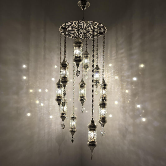 Stunning Handmade Moroccan Blowing Glass Chandelier Pendant Light for Living Room Ceiling Decor