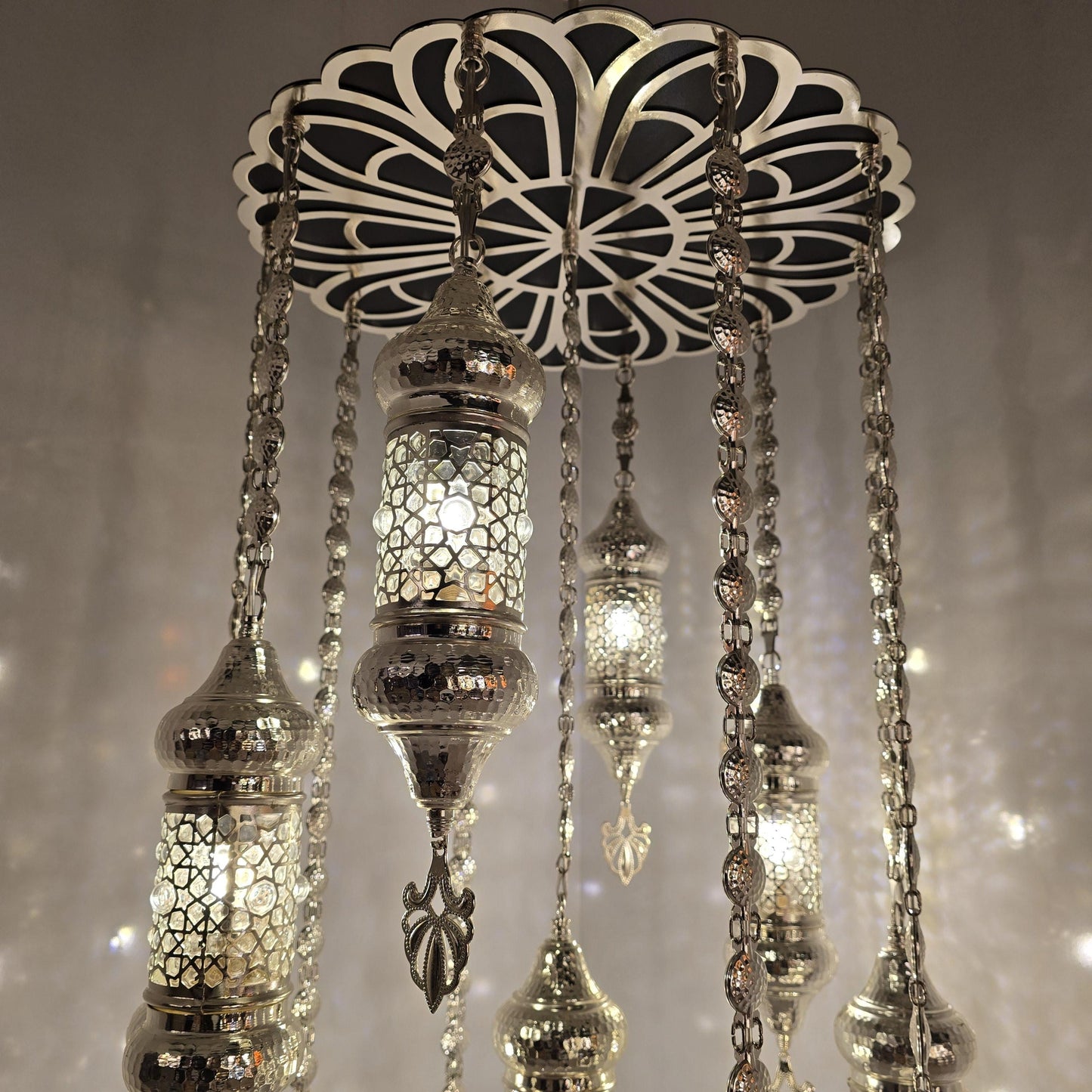 Stunning Handmade Moroccan Blowing Glass Chandelier Pendant Light for Living Room Ceiling Decor