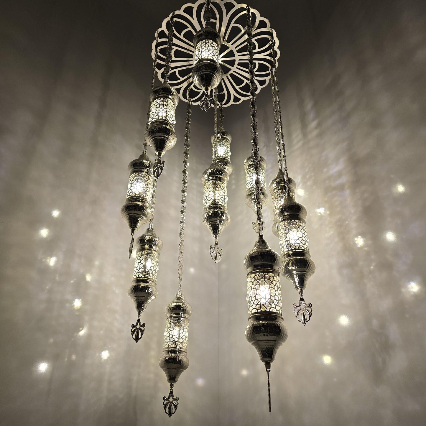 Stunning Handmade Moroccan Blowing Glass Chandelier Pendant Light for Living Room Ceiling Decor