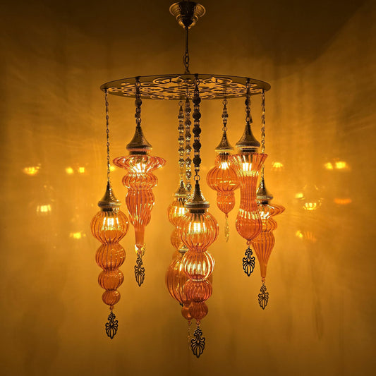 Unique Handmade Payrex Glass Chandelier | Colorful Mixed Glass Mosaic Pendant Lamp for Stylish Interiors