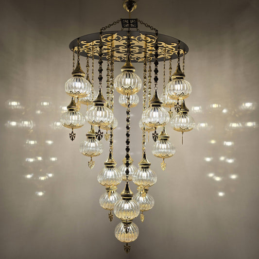 Pyrex Glass Chandelier: Handmade Turkish Mosaic Pendant Lamp