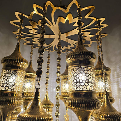 Unique Moroccan Handmade Blowing Glass Hanging Chandelier Light Fixture for Elegant Home Decor