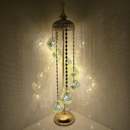 Handmade Large Moroccan Floor Lamp with Colorful Mosaic Glass for Living Room