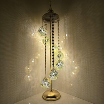 Handmade Large Moroccan Floor Lamp with Colorful Mosaic Glass for Living Room