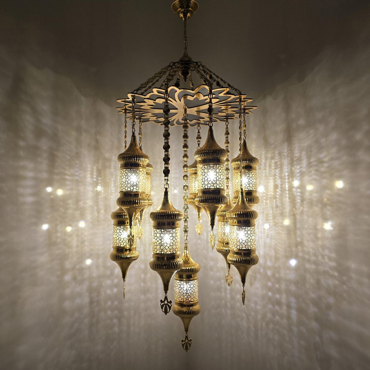 Unique Moroccan Handmade Blowing Glass Hanging Chandelier Light Fixture for Elegant Home Decor