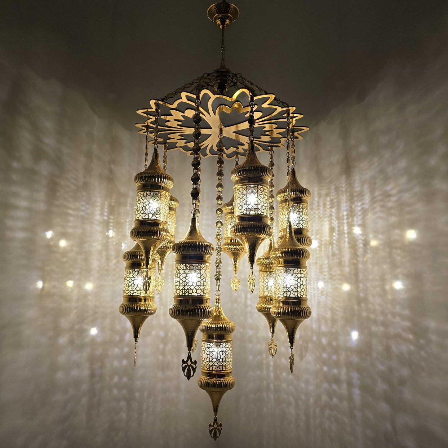 Unique Moroccan Handmade Blowing Glass Hanging Chandelier Light Fixture for Elegant Home Decor