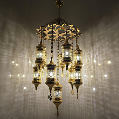 Unique Moroccan Handmade Blowing Glass Hanging Chandelier Light Fixture for Elegant Home Decor